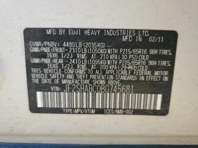 JF2SHABC0BG745681 - 2011 SUBARU FORESTER 2.5X 白色 照片 13