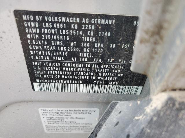 WVGBV7AX9BW554826 - 2011 VOLKSWAGEN TIGUAN S SILVER photo 13