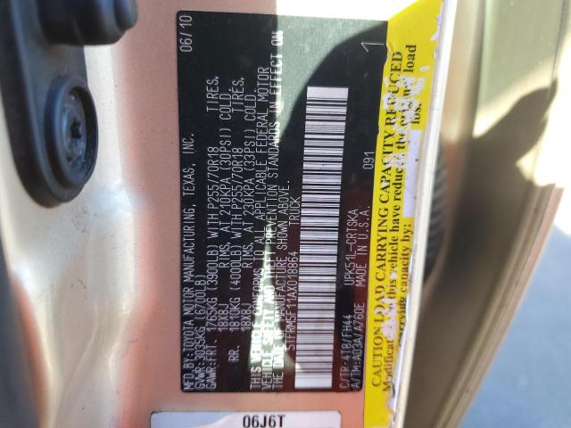 5TFRM5F11AX018864 - 2010 TOYOTA TUNDRA DOUBLE CAB SR5 GOLD photo 12