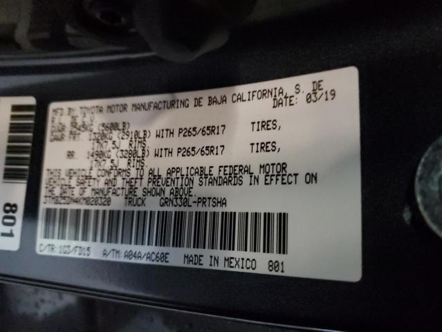3TMBZ5DN4KM020320 - 2019 TOYOTA TACOMA DOUBLE CAB Gris foto 12