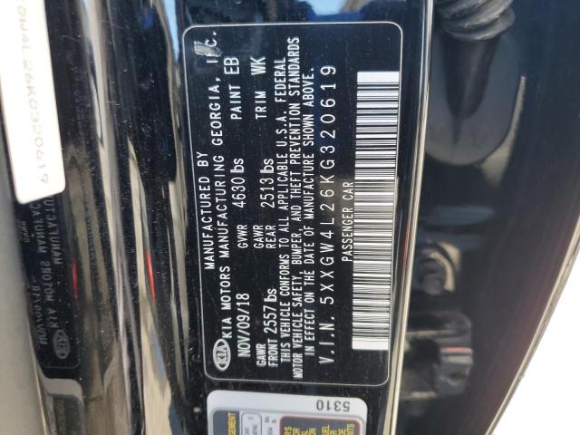 5XXGW4L26KG320619 - 2019 KIA OPTIMA SX BLACK photo 12