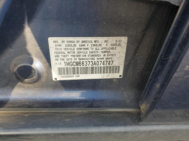 1HGCM66373A074747 - 2003 HONDA ACCORD LX BLUE photo 12