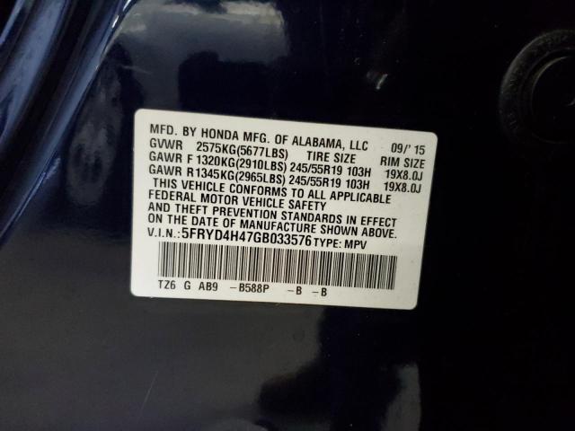 5FRYD4H47GB033576 - 2016 ACURA MDX TECHNOLOGY أزرق صورة 13