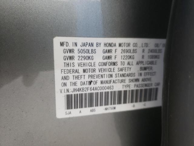 JH4KB2F64AC000463 - 2010 ACURA RL GRAY photo 12