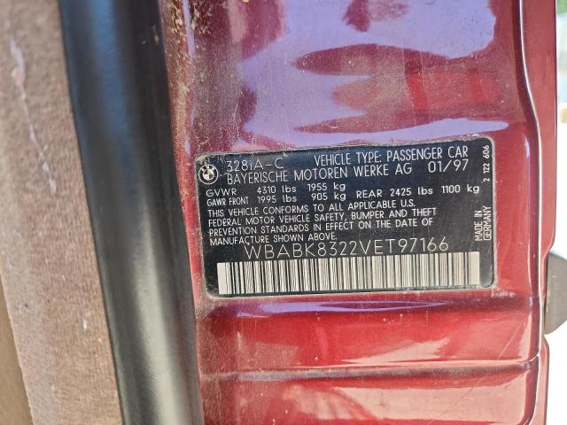 WBABK8322VET97166 - 1997 BMW 328 IC AUTOMATIC BURGUNDY photo 12