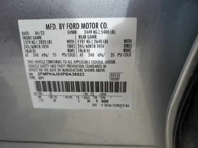 2FMPK4J93PBA38923 - 2023 FORD EDGE SEL ვერცხლისფერი ფოტო 13