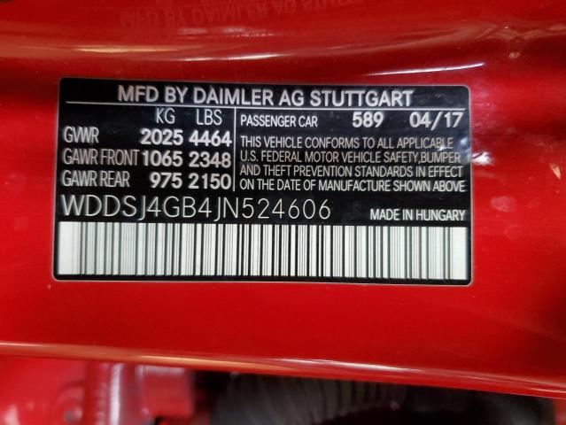 WDDSJ4GB4JN524606 - 2018 MERCEDES-BENZ CLA 250 4MATIC RED photo 12