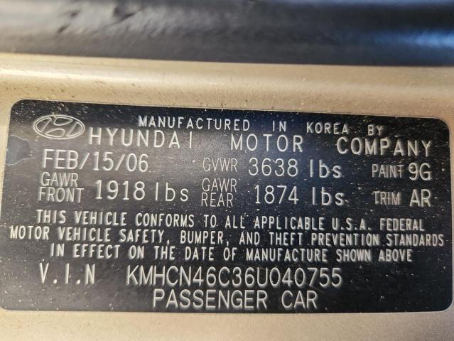 KMHCN46C36U040755 - 2006 HYUNDAI ACCENT GLS GOLD photo 12
