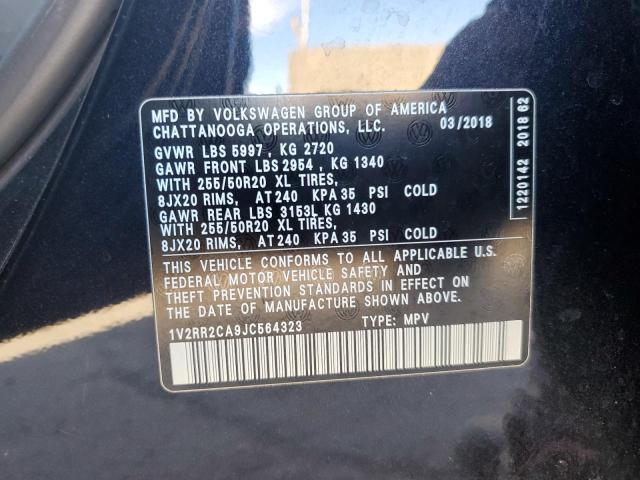 1V2RR2CA9JC564323 - 2018 VOLKSWAGEN ATLAS SEL BLACK photo 14