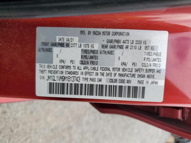 JM1GL1VM9M1613743 - 2021 MAZDA 6 TOURING RED photo 12