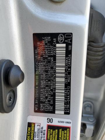 2T1BURHE7KC139651 - 2019 TOYOTA COROLLA L ვერცხლისფერი ფოტო 12