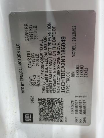 1GCHTBEA2N1186049 - 2022 CHEVROLET COLORADO WHITE photo 12