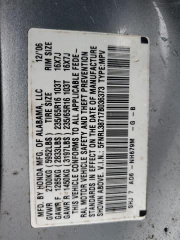 5FNRL38717B036373 - 2007 HONDA ODYSSEY EXL SILVER photo 13