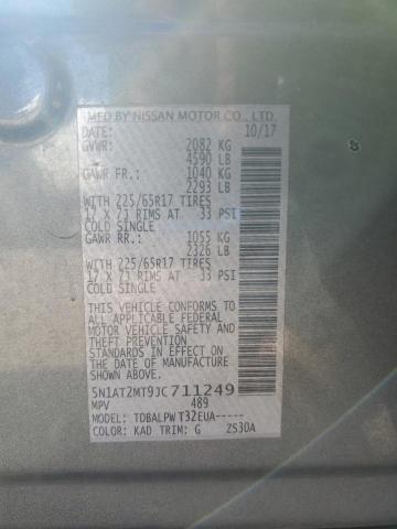 5N1AT2MT9JC711249 - 2018 NISSAN ROGUE S 灰色 照片 12