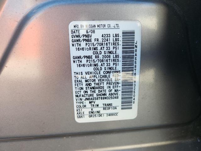 JN8AS58T69W325048 - 2009 NISSAN ROGUE S GRAY photo 13