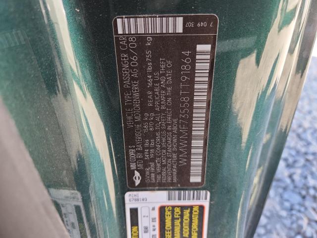 WMWMF73558TT91864 - 2008 MINI COOPER S GREEN photo 12