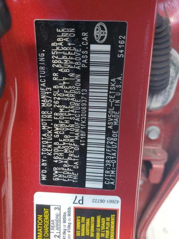 4T1BF1FK3DU693713 - 2013 TOYOTA CAMRY L RED photo 13
