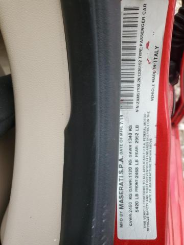 ZAM57YSL2K1336152 - 2019 MASERATI GHIBLI S Czerwony zdjęcie 12