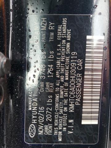 KMHTC6AD0HU309119 - 2017 HYUNDAI VELOSTER BLACK photo 12