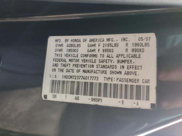 1HGCM72377A017773 - 2007 HONDA ACCORD LX CHARCOAL photo 12
