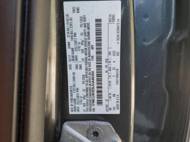 1FMCU9HD8JUA40264 - 2018 FORD ESCAPE SEL Grau Foto 12