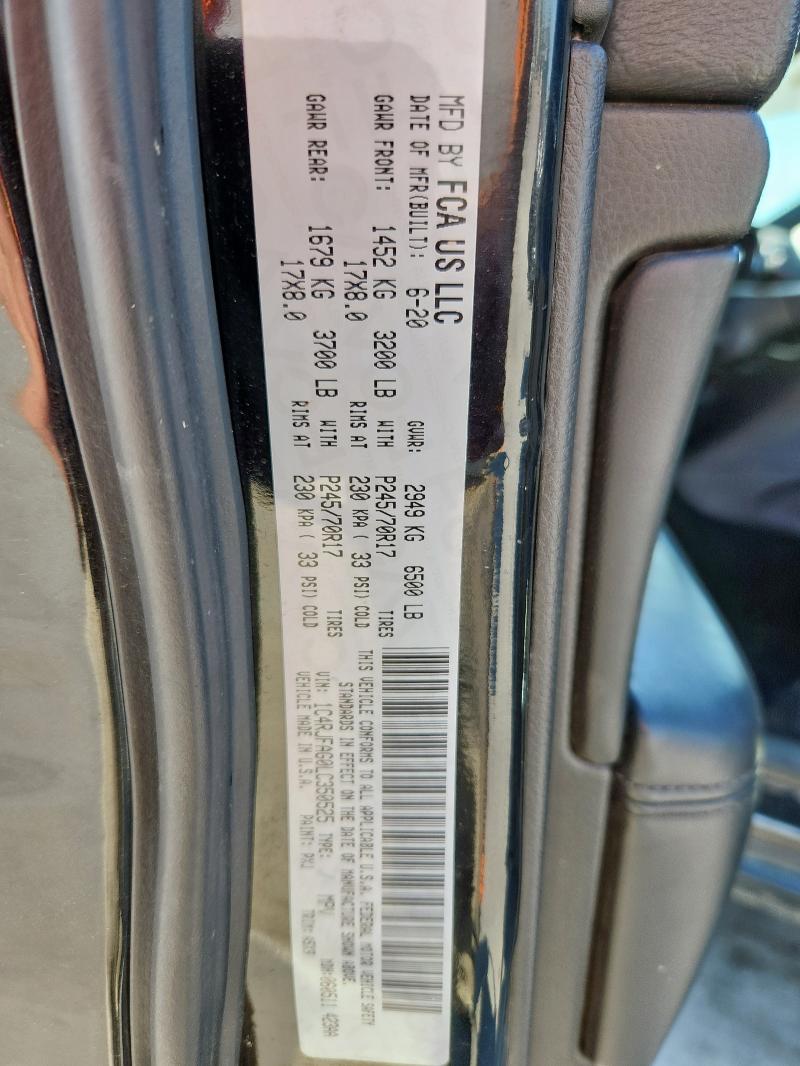 1C4RJFAG0LC350525 - 2020 JEEP GRAND CHEROKEE LAREDO BLACK photo 12