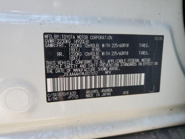 JTEAAAAH1MJ027652 - 2021 TOYOTA VENZA LE WHITE photo 13