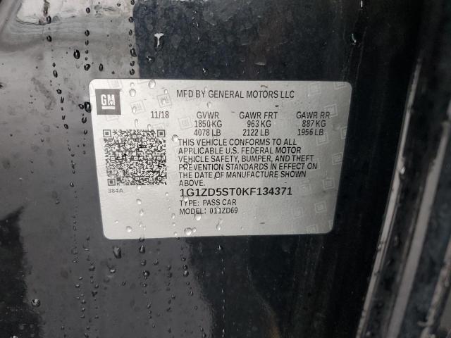 1G1ZD5ST0KF134371 - 2019 CHEVROLET MALIBU LT Noir photo 12