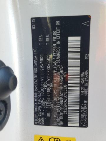 2T2ZZMCA0JC100336 - 2018 LEXUS RX 350 BASE WHITE photo 12