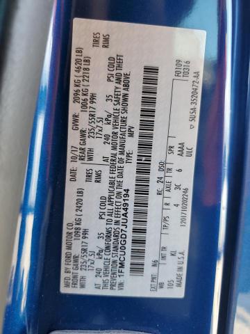 1FMCU0GD7JUA49194 - 2018 FORD ESCAPE SE 蓝色 照片 13