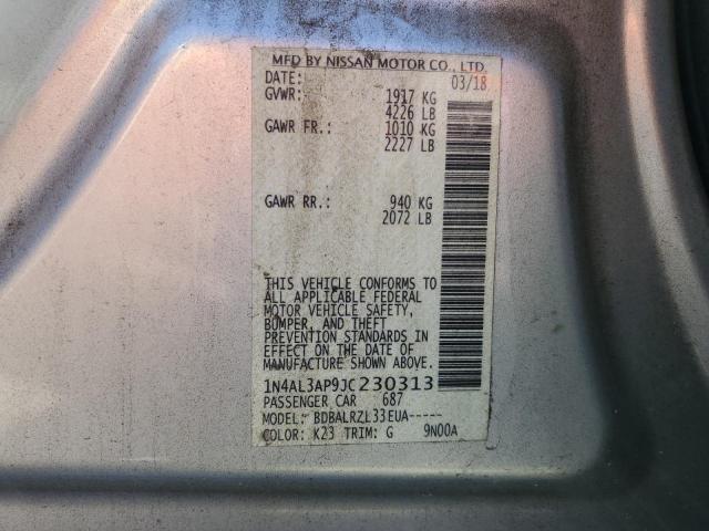 1N4AL3AP9JC230313 - 2018 NISSAN ALTIMA 2.5 SILVER photo 12