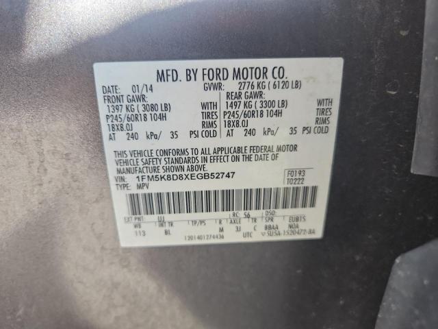 1FM5K8D8XEGB52747 - 2014 FORD EXPLORER XLT Argent photo 13