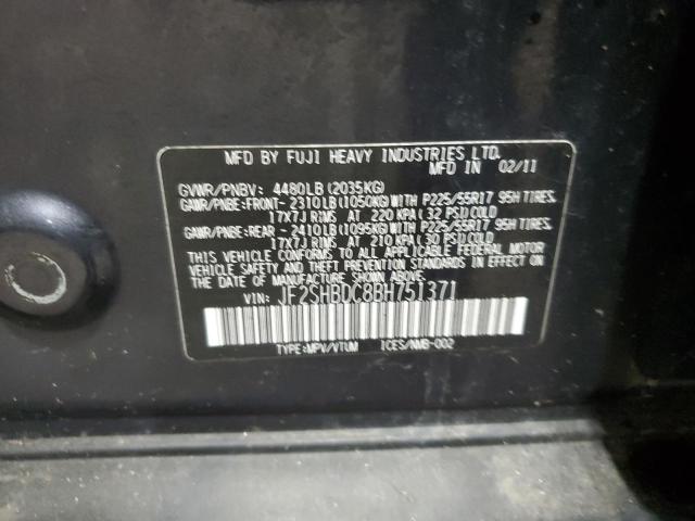 JF2SHBDC8BH751371 - 2011 SUBARU FORESTER 2.5X PREMIUM გრაფიტი ფოტო 13