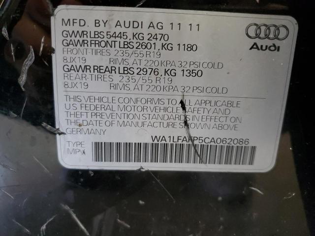 WA1LFAFP5CA062086 - 2012 AUDI Q5 PREMIUM PLUS BLACK photo 13