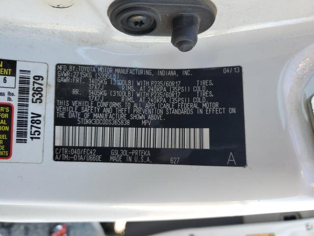 5TDKK3DC0DS365838 - 2013 TOYOTA SIENNA LE WHITE photo 14