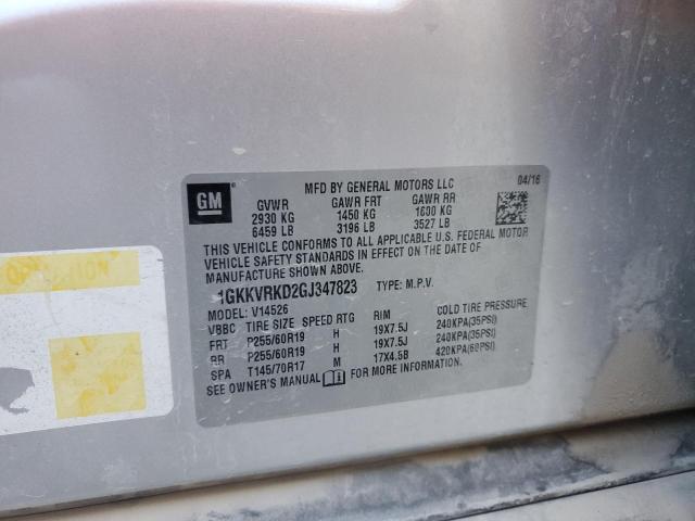 1GKKVRKD2GJ347823 - 2016 GMC ACADIA SLT-1 SILVER photo 13