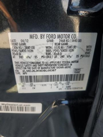 2LMDJ6JK9DBL05387 - 2013 LINCOLN MKX BLACK photo 13