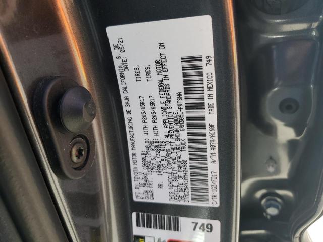 3TMCZ5AN1MM424980 - 2021 TOYOTA TACOMA DOUBLE CAB GRAY photo 12