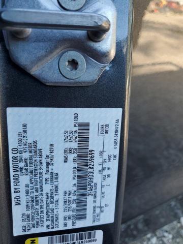 3FA6P0HD3LR259699 - 2020 FORD FUSION SE 黑色 照片 12