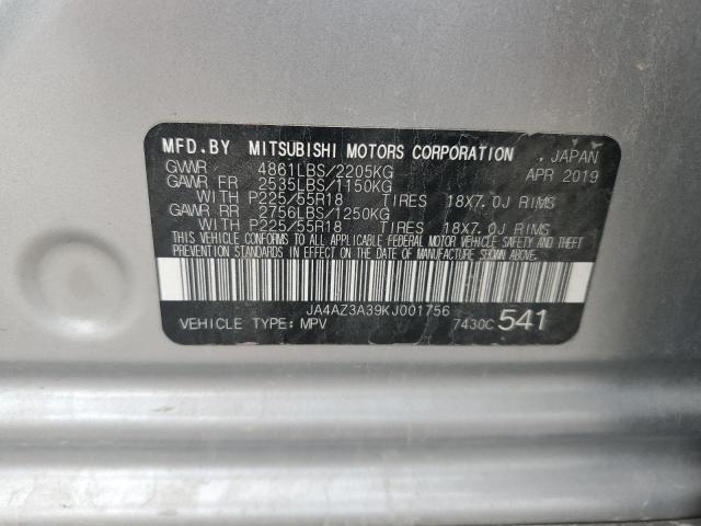JA4AZ3A39KJ001756 - 2019 MITSUBISHI OUTLANDER SE 银色 照片 12