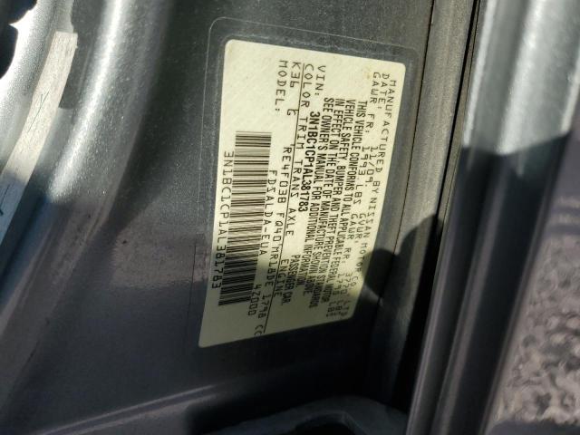 3N1BC1CP1AL381783 - 2010 NISSAN VERSA S 灰色 照片 12