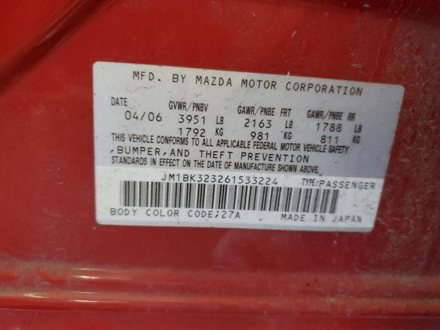 JM1BK323261533224 - 2006 MAZDA 3 S Կարմիր լուսանկար 12