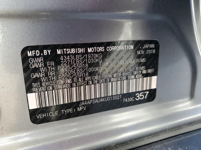 JA4AP3AU4KU013021 - 2019 MITSUBISHI OUTLANDER ES Серый фото 14