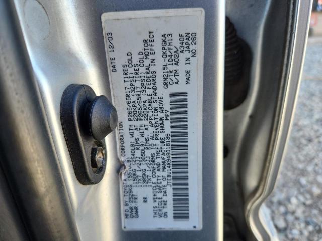 JTEBU14R948018186 - 2004 TOYOTA 4RUNNER SR5 银色 照片 13