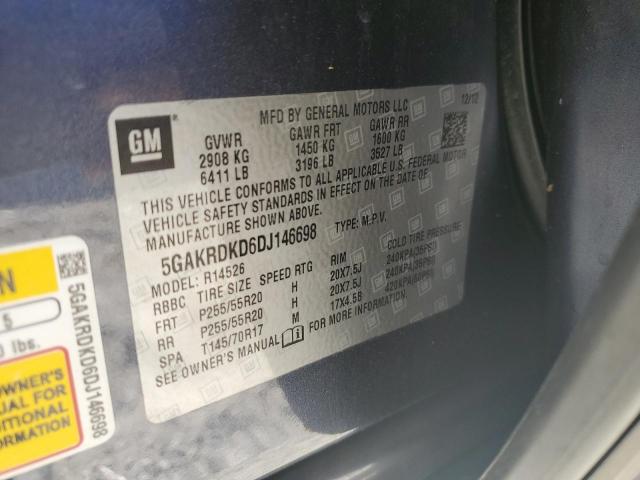 5GAKRDKD6DJ146698 - 2013 BUICK ENCLAVE Կապույտ լուսանկար 13