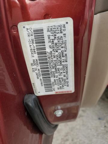 JT2BF22K0X0156091 - 1999 TOYOTA CAMRY LE BURGUNDY photo 12