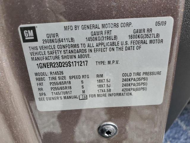 1GNER23D29S171217 - 2009 CHEVROLET TRAVERSE LT Kasztanowy zdjęcie 13