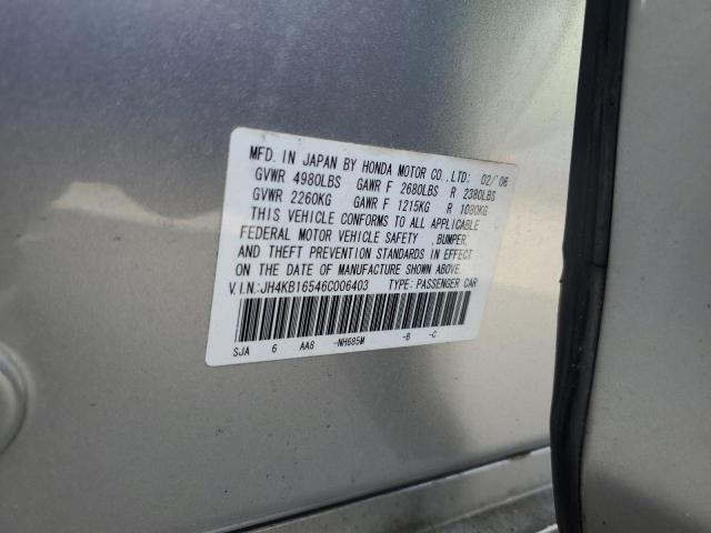 JH4KB16546C006403 - 2006 ACURA RL ვერცხლისფერი ფოტო 12