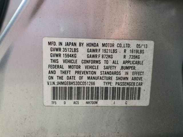 JHMGE8H53DC051266 - 2013 HONDA FIT SPORT فضي صورة 12