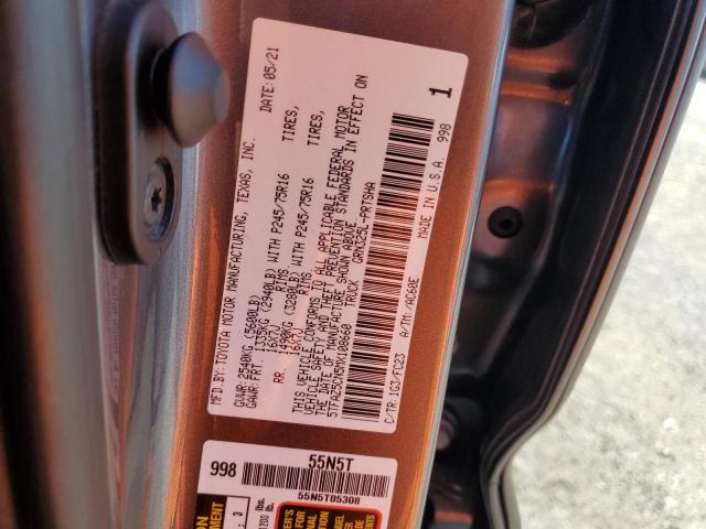 5TFAZ5CN5MX108660 - 2021 TOYOTA TACOMA DOUBLE CAB ნაცრისფერი ფოტო 12